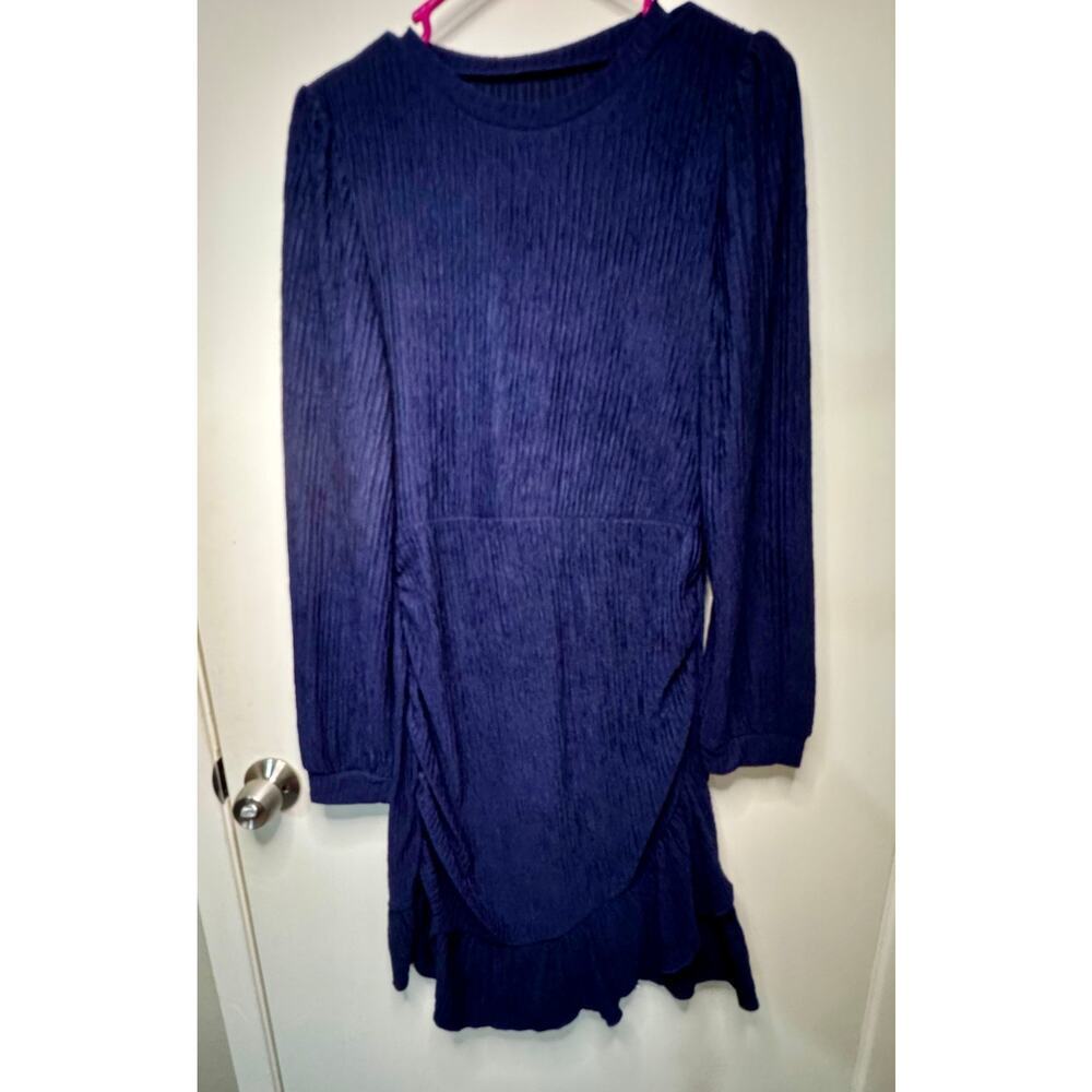 Cupshe Navy Blue long sleeve rayon dress size medium
